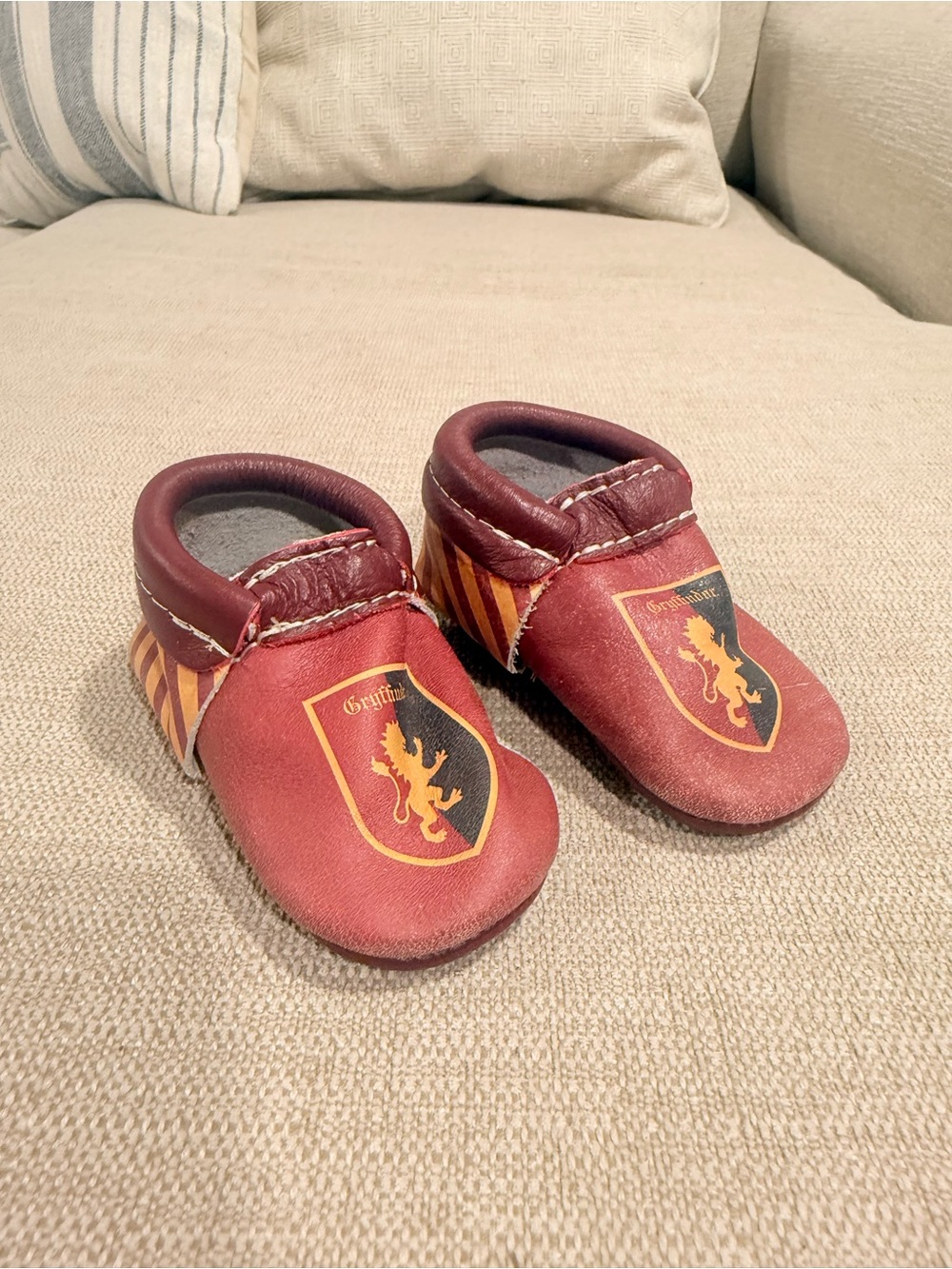 Freshly Picked Burgundy and Yellow Gryffindor-Themed Moccasins